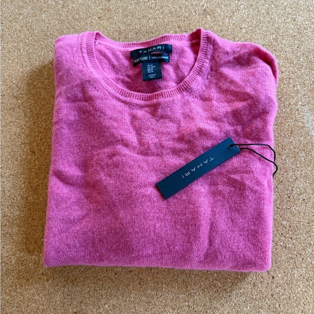 Tahari Pink Crew Neck Sweater Soft Knit Classic